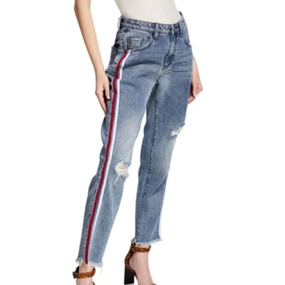 ONE TEASPOON HIGH WAIST BAGGY STRIPED JEANS Size 26